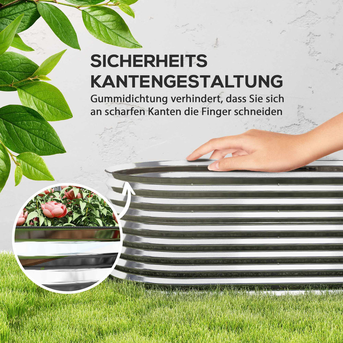 Metal Raised Garden Bed, Open Bottom, 160x80x56 cm, Gray