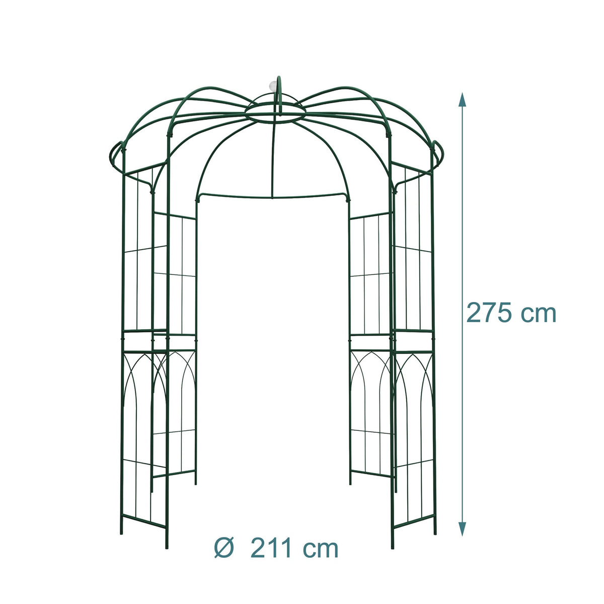 Metal Rose Arbour with Trellis Panels – Dark Green