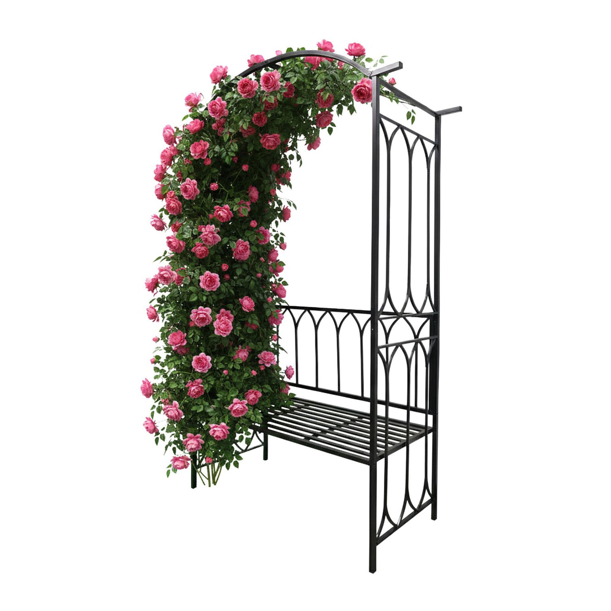 Metal Rose Arch with Bench – Sturdy, Weatherproof Frame