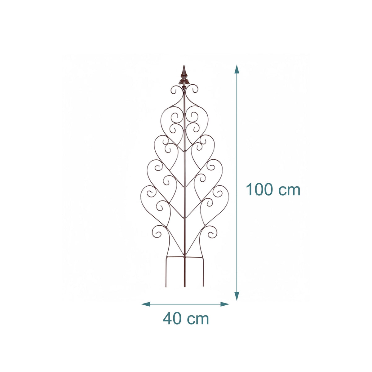 Metal Rose Trellis with Heart and Fleur-de-Lis Finials