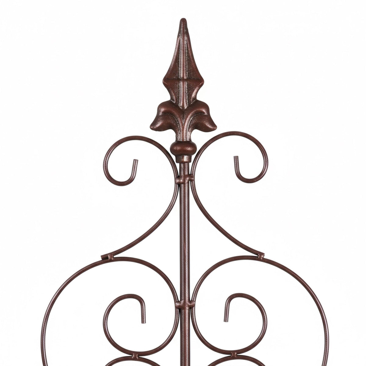 Metal Rose Trellis with Heart and Fleur-de-Lis Finials