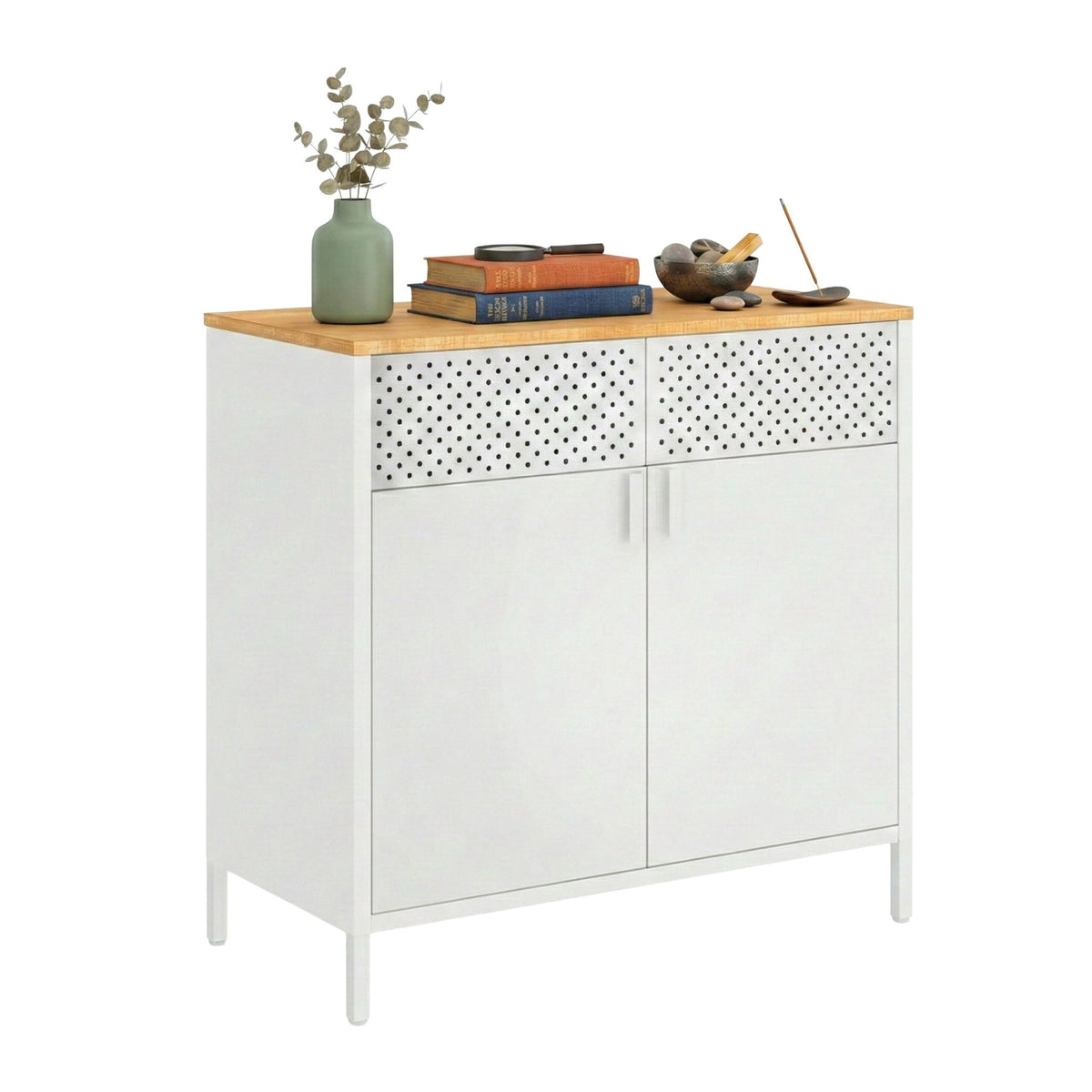 Metal Storage Cabinet, 2-Door, Adjustable Shelves