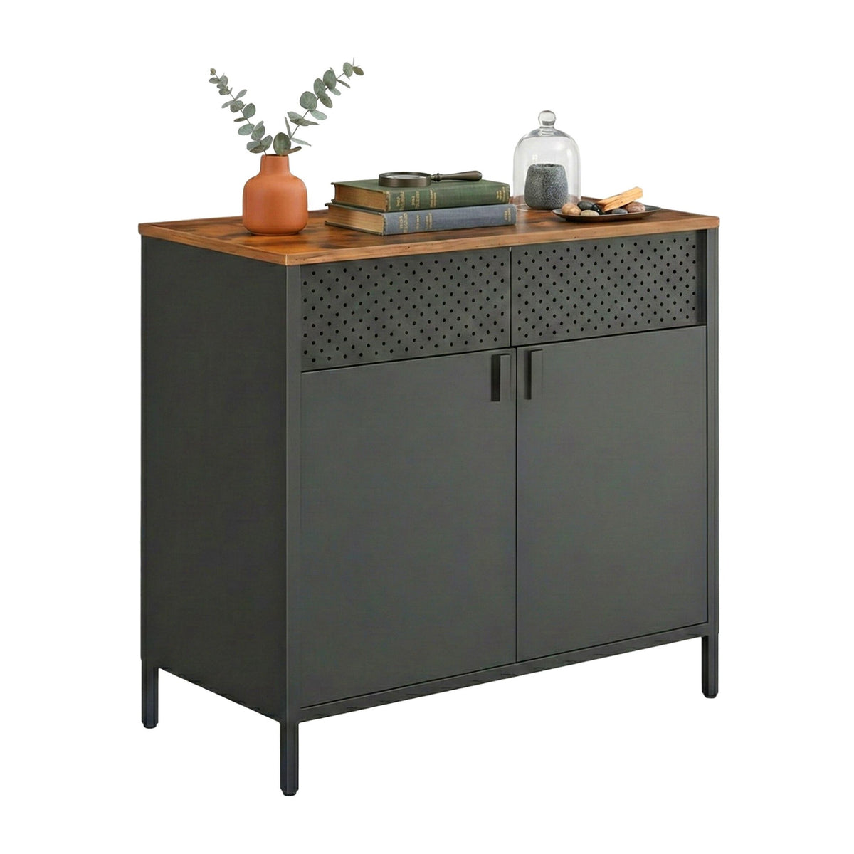 Metal Storage Cabinet, 2-Door, Adjustable Shelves