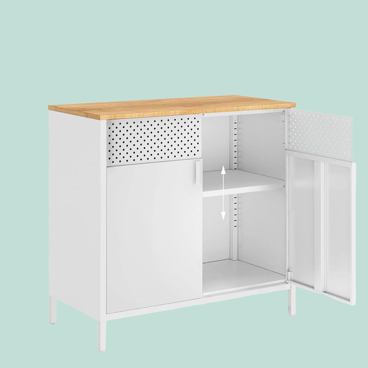 Metal Storage Cabinet, 2-Door, Adjustable Shelves
