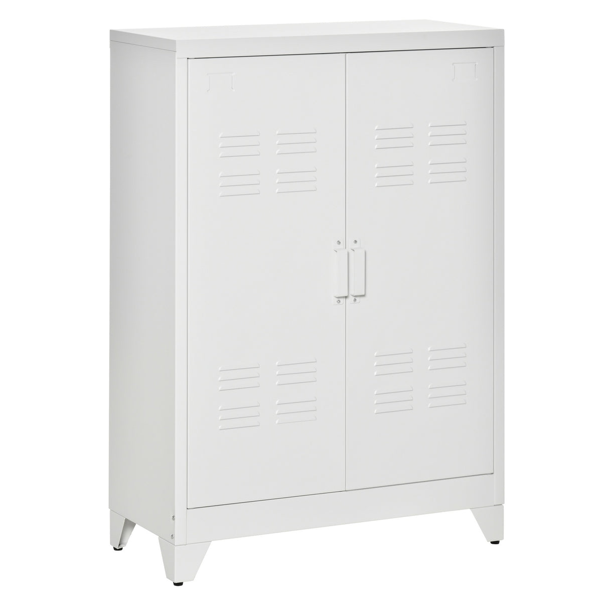 Metal Storage Cabinet, Ventilated Doors, 75x33x110 cm, White