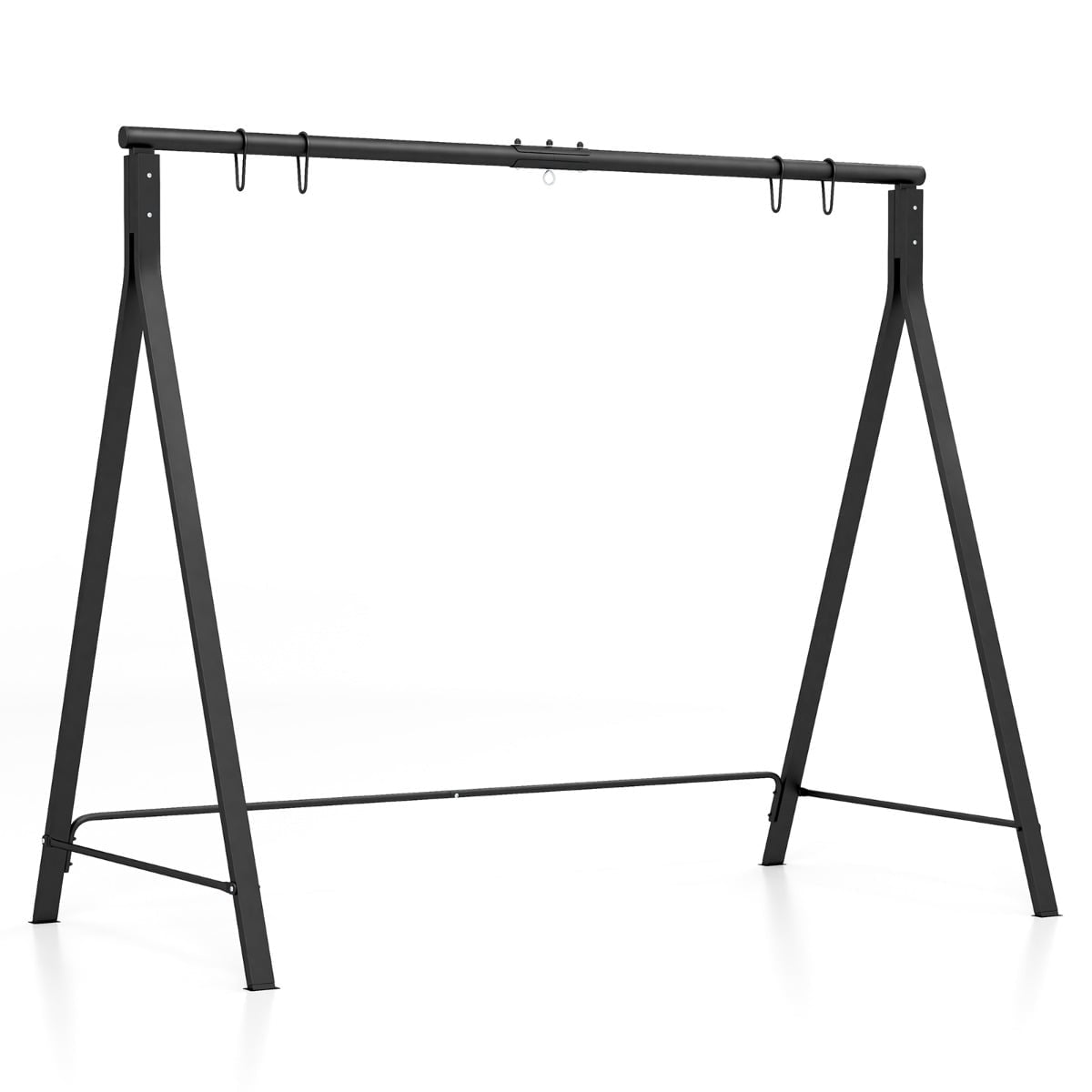 Metal Swing Frame with 5 Hanging Rings, Black, 210x115x175 cm