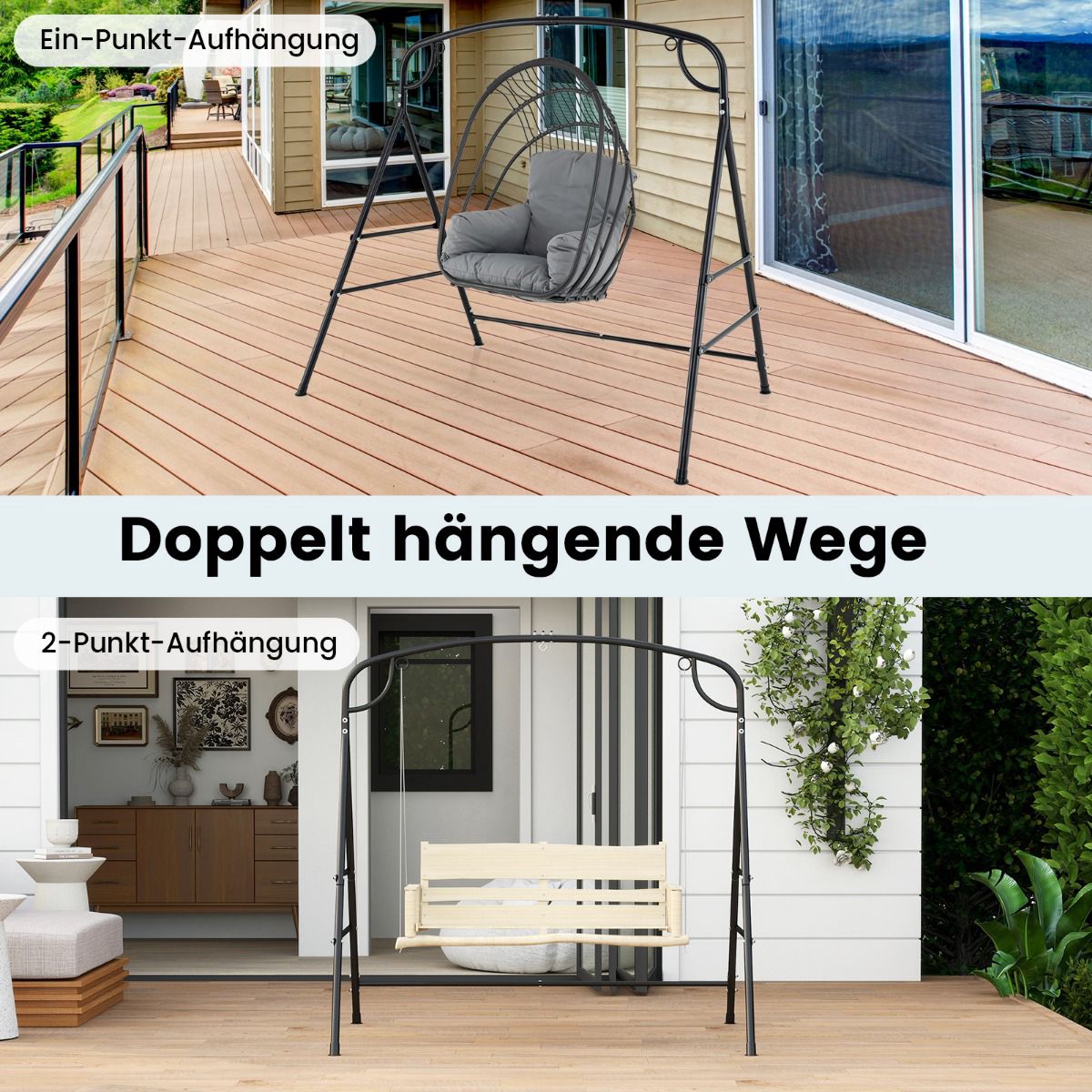 Metal Swing Frame with Dual Hanging Options, 300kg Capacity