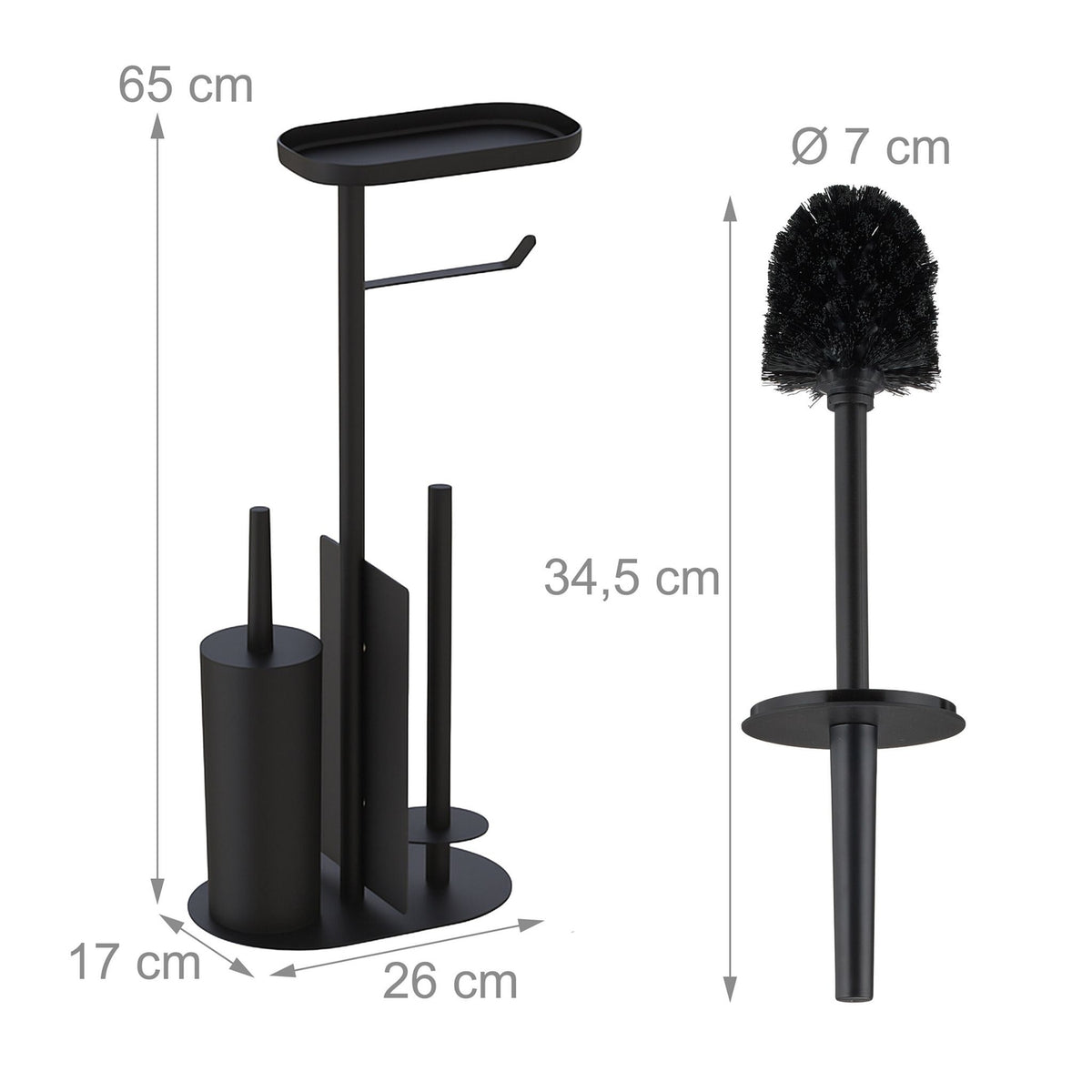 Metal Toilet Paper Holder with Brush and Shelf