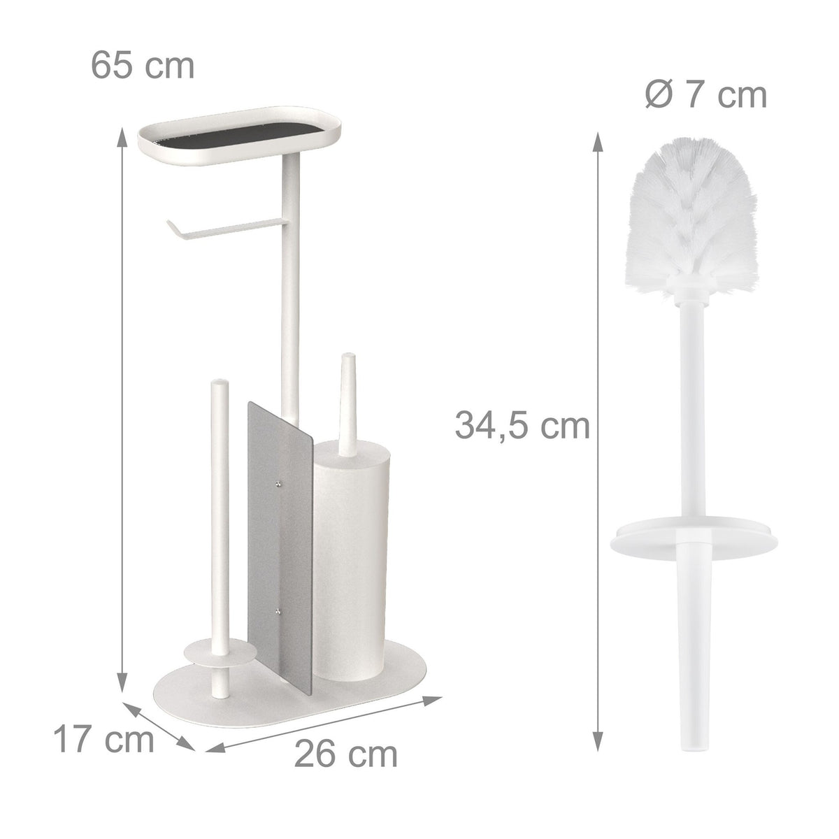 Metal Toilet Paper Holder with Brush and Shelf