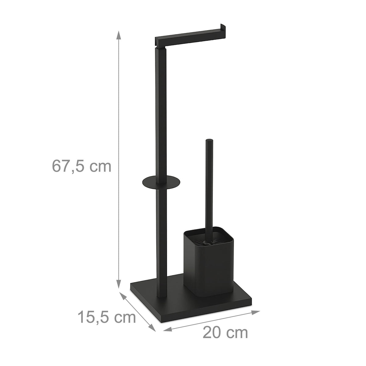 Metal Toilet Roll Holder with Brush – Freestanding Design