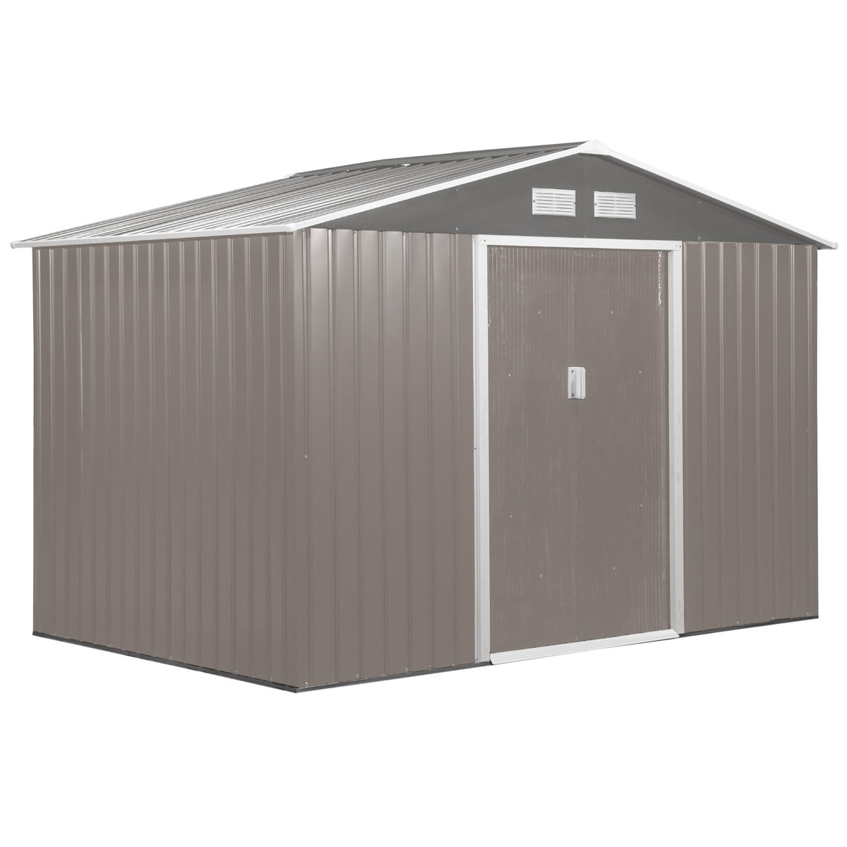 Metal Tool Shed Garden Shed With Foundation, Tool Shed, Weatherproof, Grey, 277X195X192Cm
