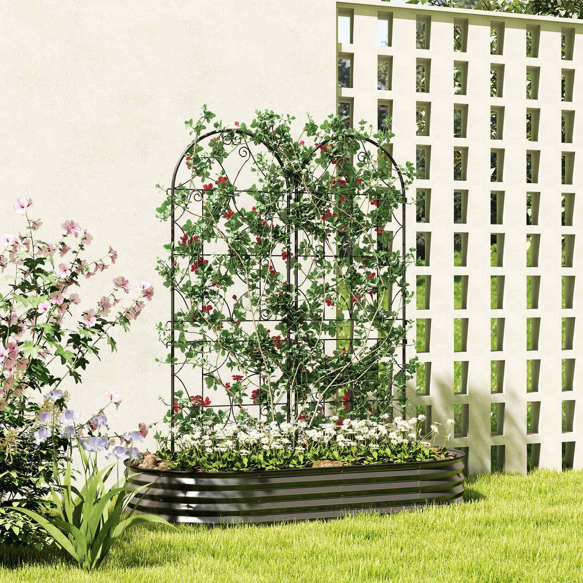 Metal Trellis Set of 2 for Plugging Rustproof Trellis for Climbing Plants 50 x 150 cm Garden Trellis for Houseplants Plant Trellis for Tomatoes Vegetables Flowers Climbing Plants Black