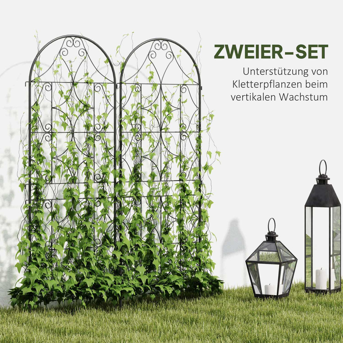 Metal Trellis Set of 2 for Plugging Rustproof Trellis for Climbing Plants 50 x 150 cm Garden Trellis for Houseplants Plant Trellis for Tomatoes Vegetables Flowers Climbing Plants Black