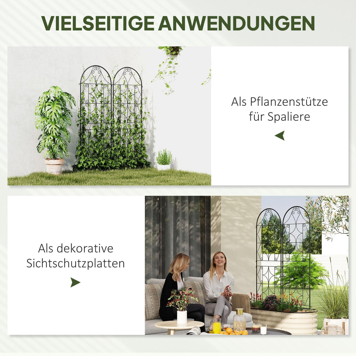 Metal Trellis Set of 2 for Plugging Rustproof Trellis for Climbing Plants 50 x 150 cm Garden Trellis for Houseplants Plant Trellis for Tomatoes Vegetables Flowers Climbing Plants Black