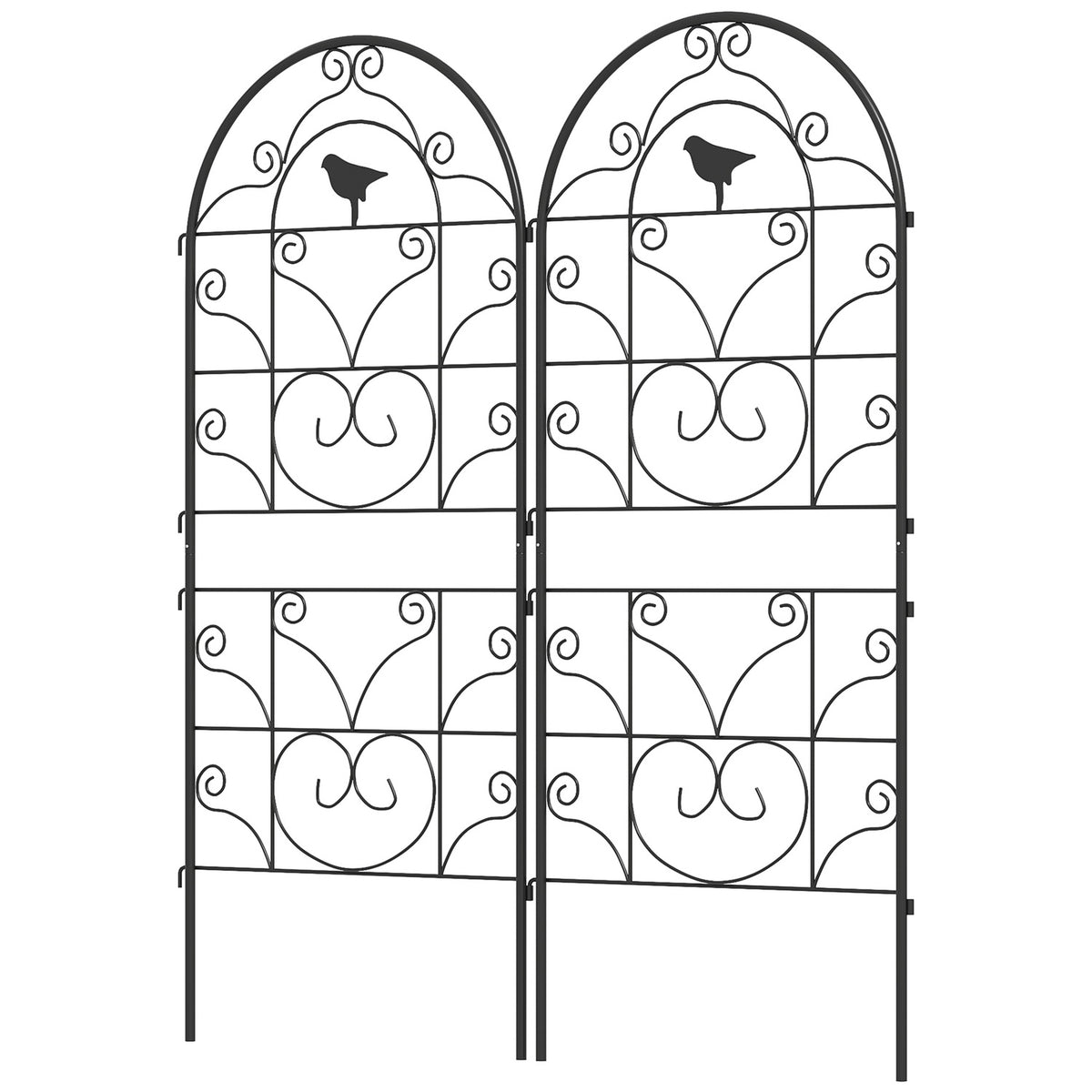 Metal Trellis Set of 2 for Plugging Rustproof Trellis with Bird Design for Climbing Plants 50 x 120 cm Trellis for Houseplants Plant Trellis for Tomatoes Flowers Climbing Plants Black