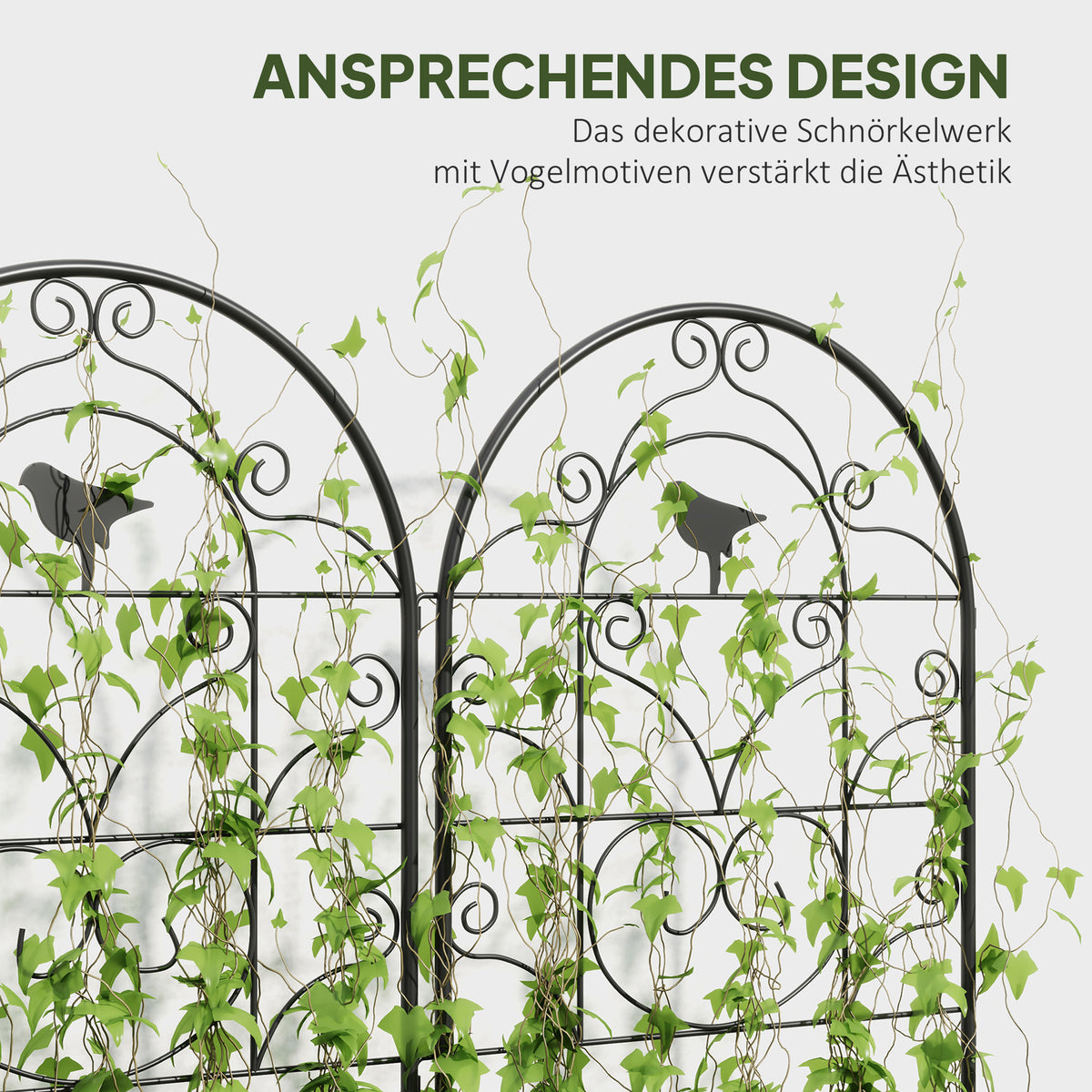 Metal Trellis Set of 2 for Plugging Rustproof Trellis with Bird Design for Climbing Plants 50 x 120 cm Trellis for Houseplants Plant Trellis for Tomatoes Flowers Climbing Plants Black
