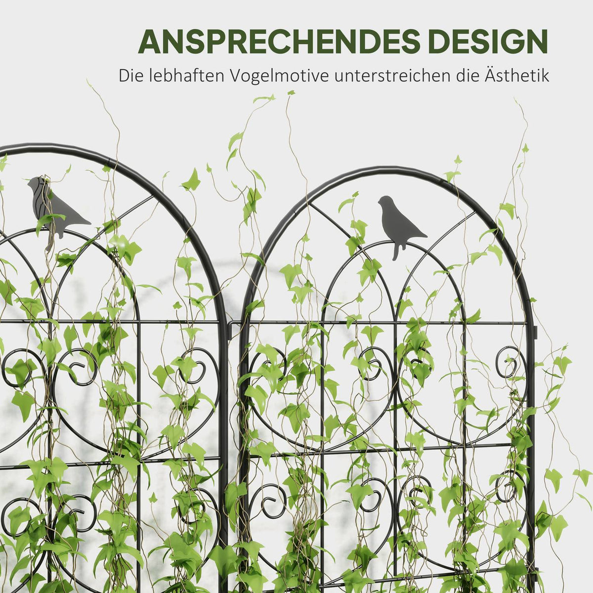 Metal Trellis Set of 2 for Plugging Rustproof Trellis with Bird Design for Climbing Plants 50 x 120 cm Trellis for Houseplants Plant Trellis for Tomatoes Flowers Climbing Plants Black