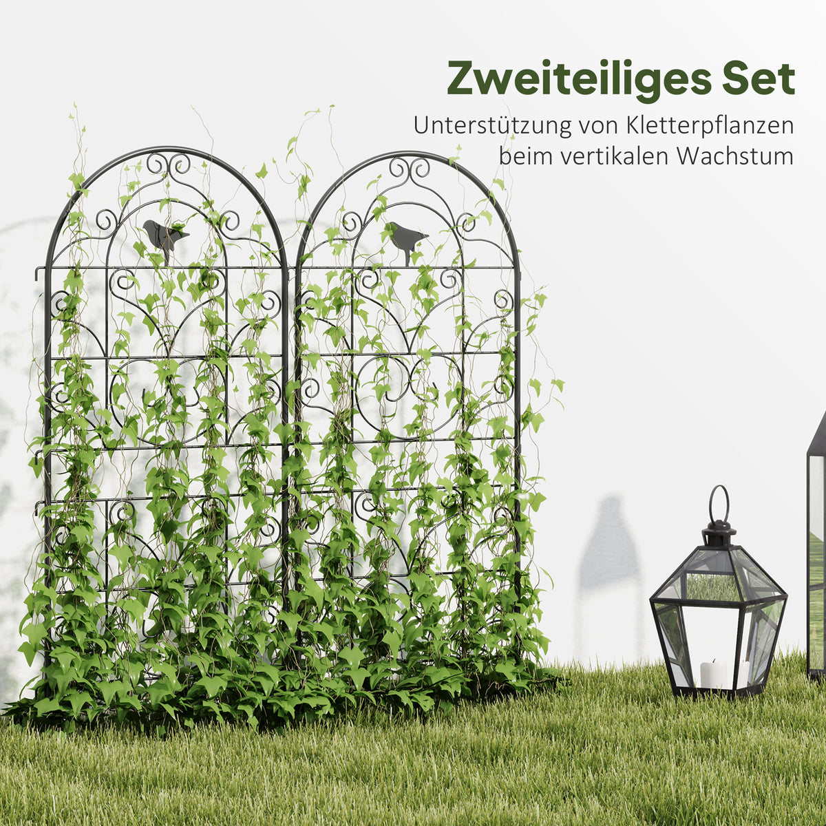 Metal Trellis Set of 2 for Plugging Rustproof Trellis with Bird Design for Climbing Plants 50 x 120 cm Trellis for Houseplants Plant Trellis for Tomatoes Flowers Climbing Plants Black