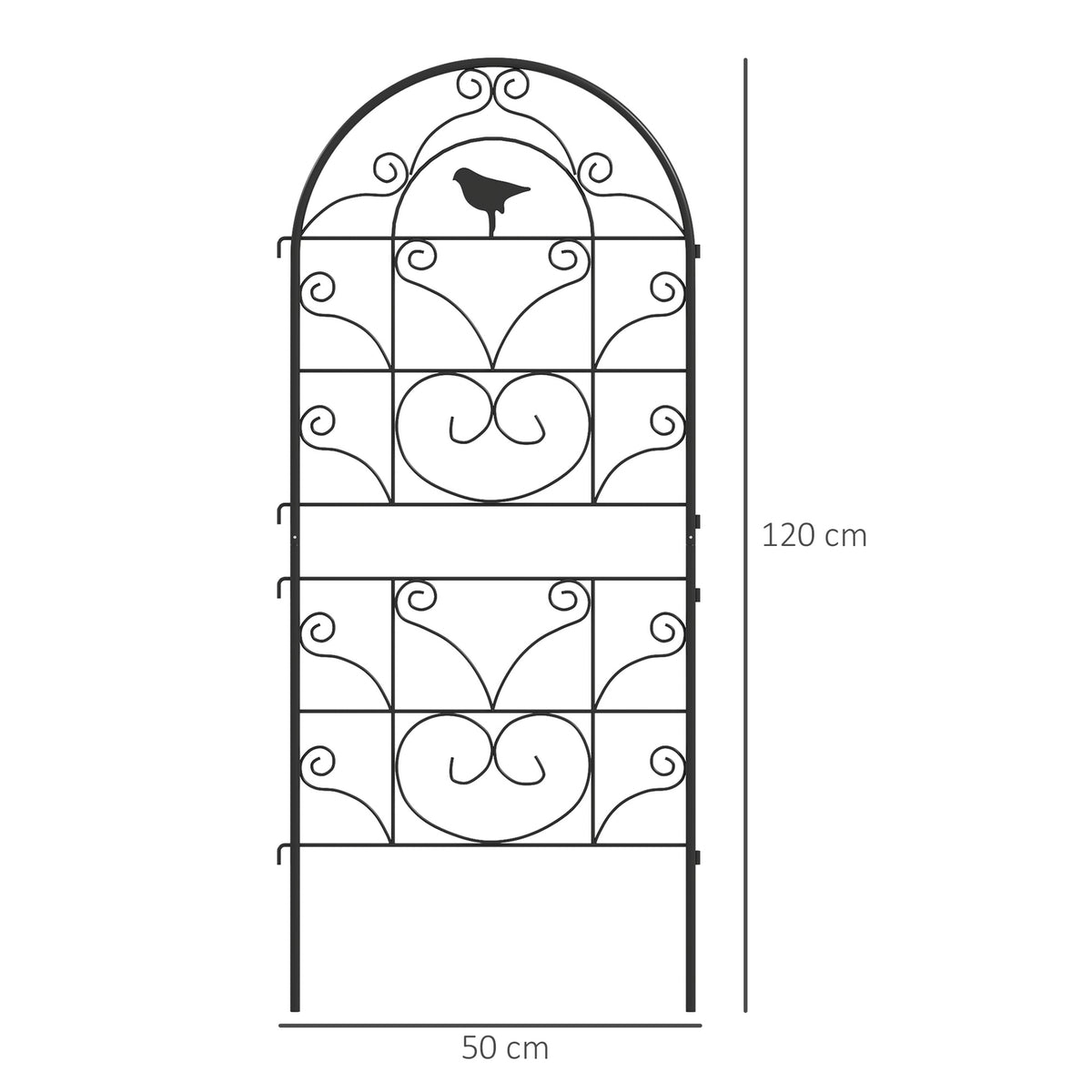 Metal Trellis Set of 2 for Plugging Rustproof Trellis with Bird Design for Climbing Plants 50 x 120 cm Trellis for Houseplants Plant Trellis for Tomatoes Flowers Climbing Plants Black