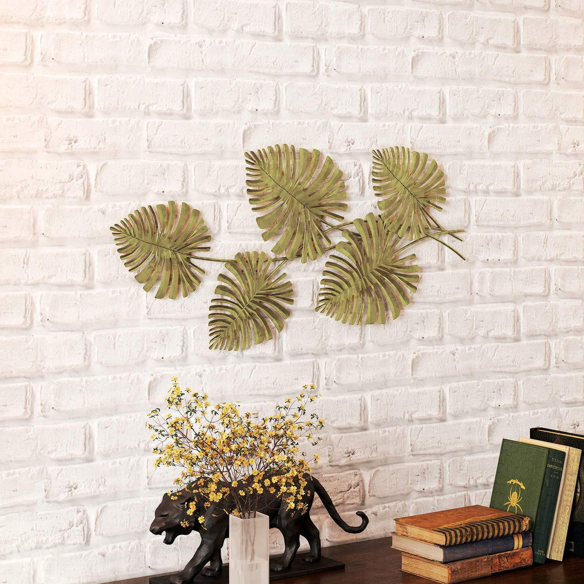 Metal Wall Decor Set, Gold Leaf Design