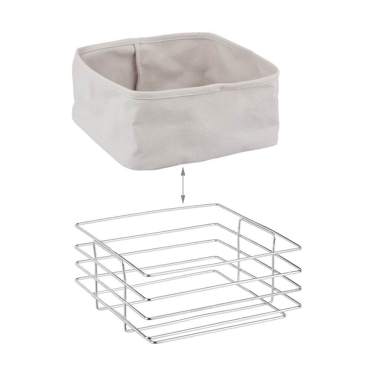 Metal bread basket with fabric cover