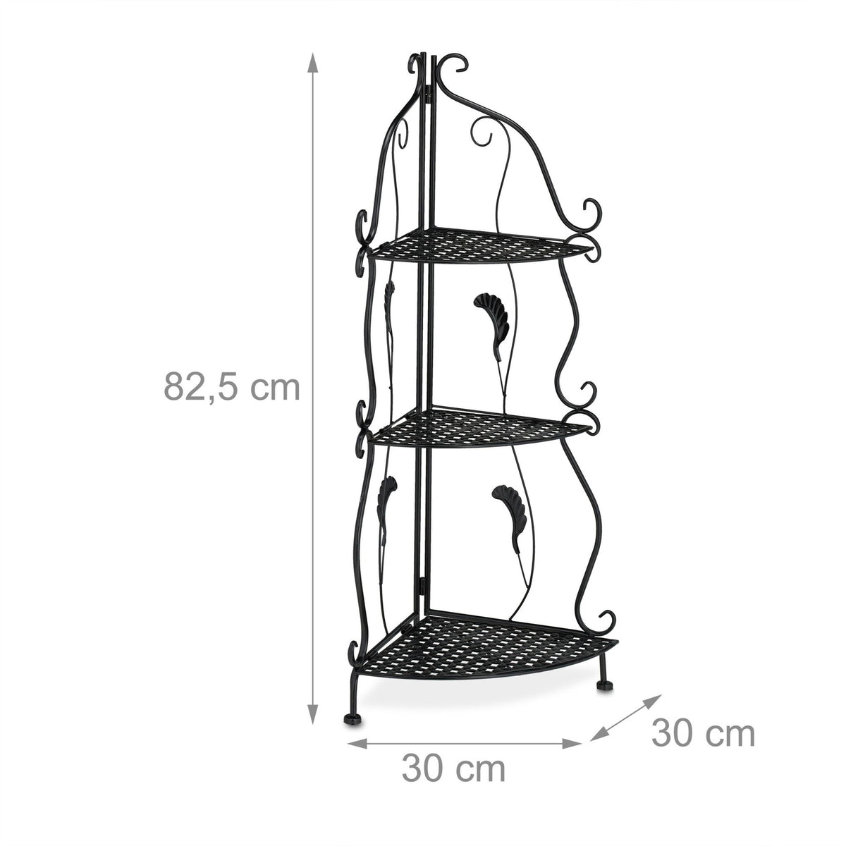 Metal corner shelf with 3 shelves