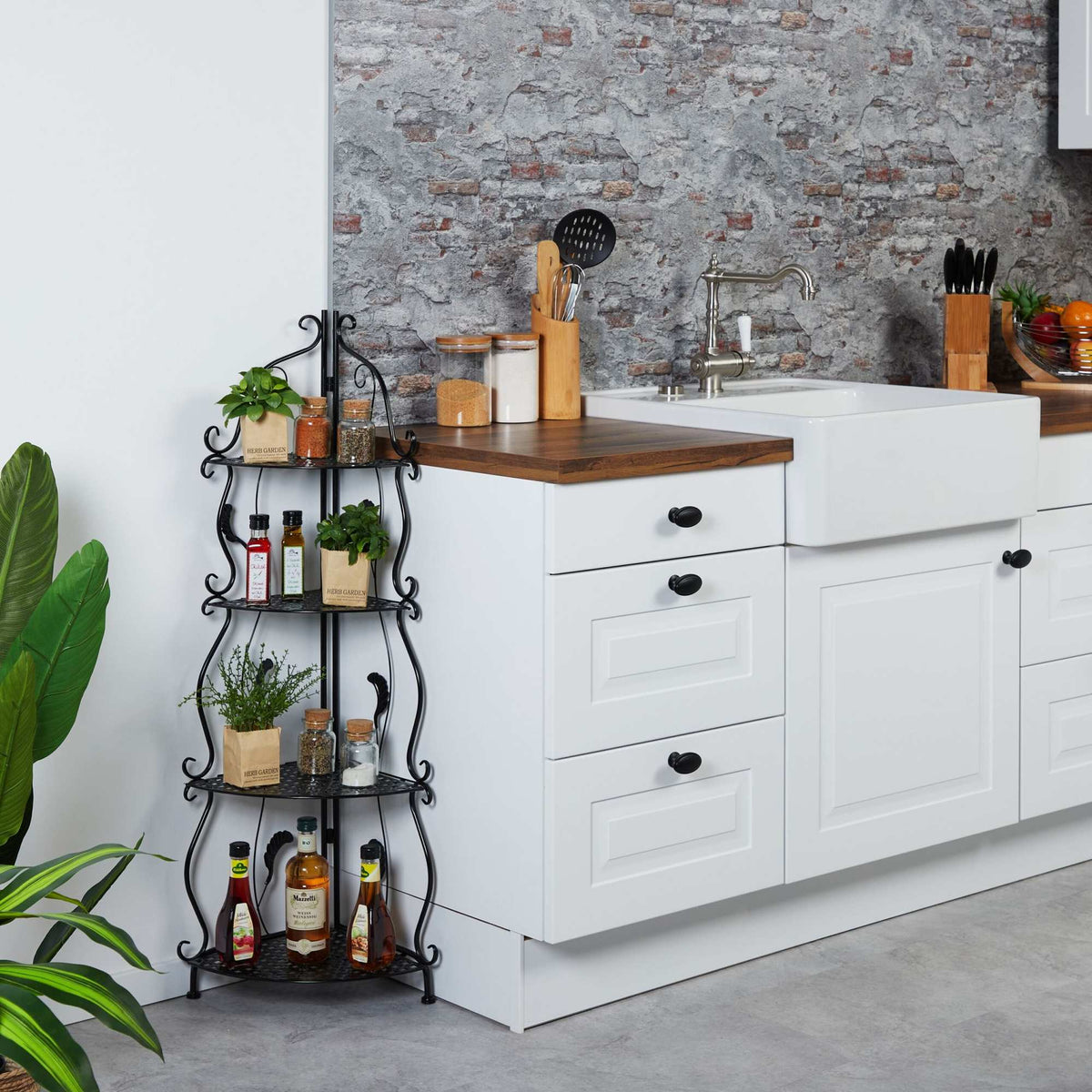 Metal corner shelf with 4 shelves