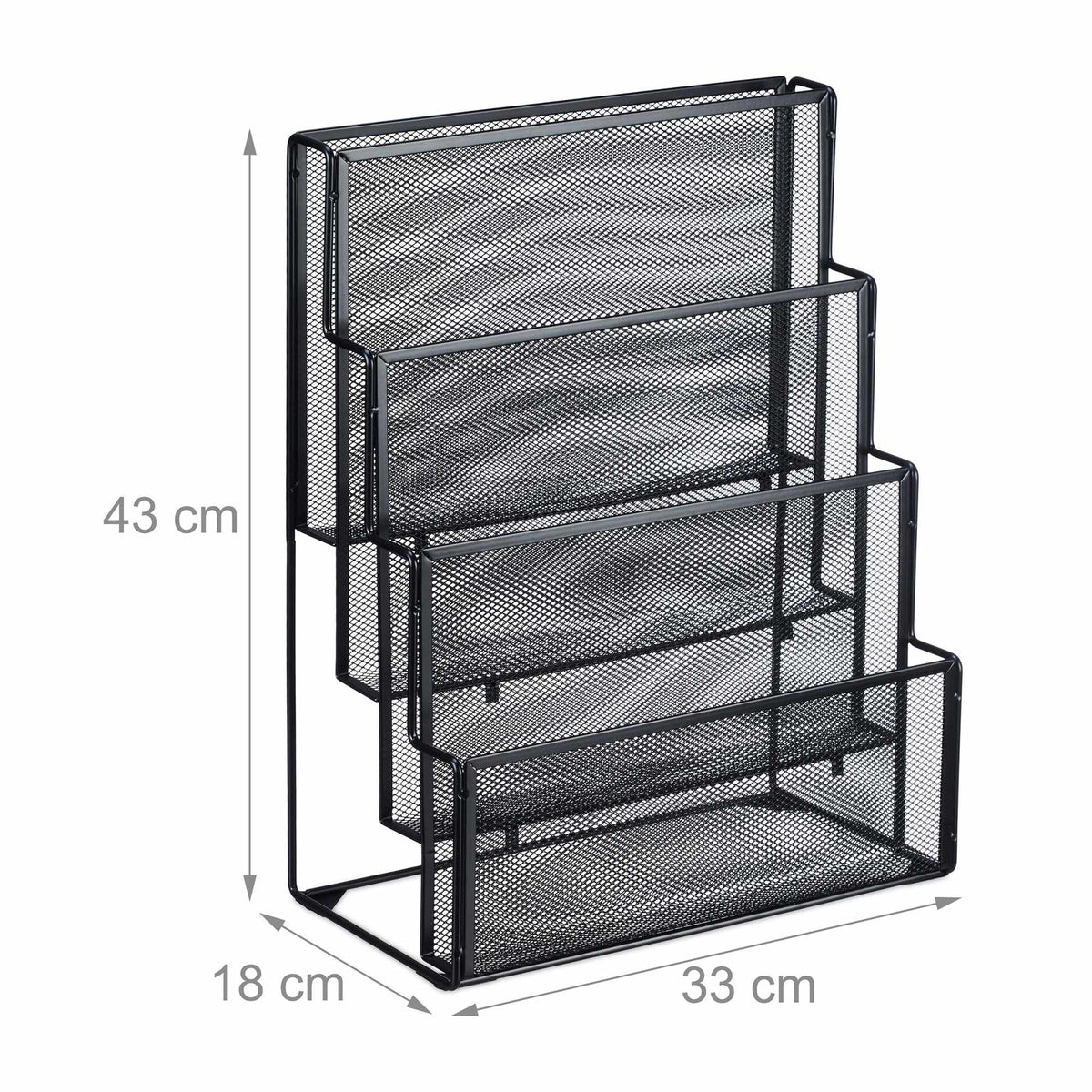 Metal magazine rack with 4 compartments
