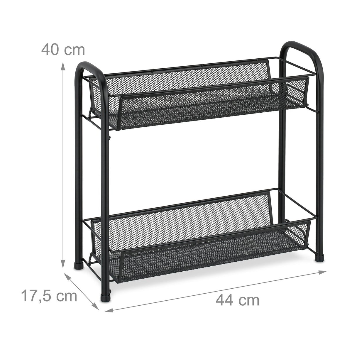 Metal spice rack with 2 shelves
