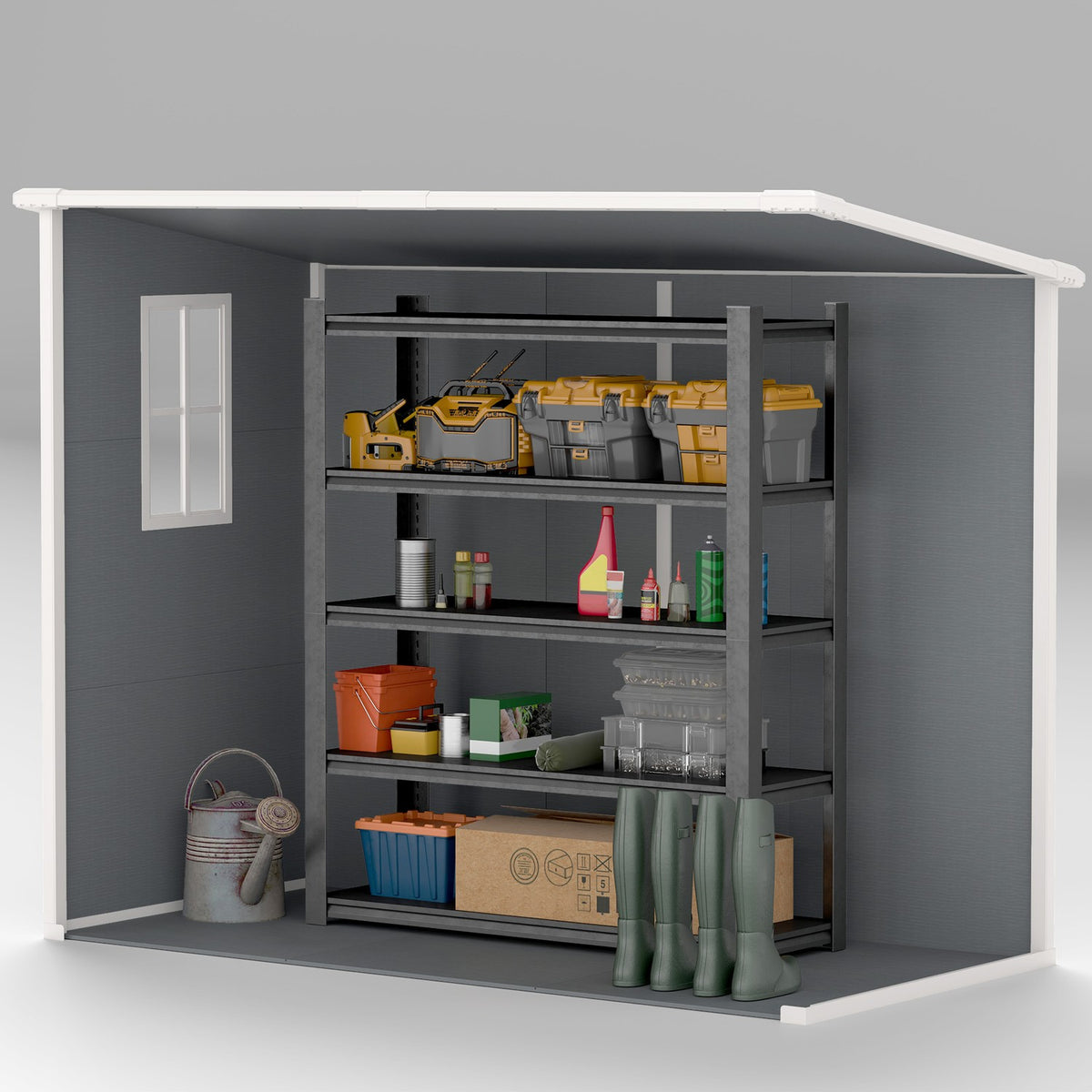 Metal tool shed 2.4 x 1.3 m, waterproof tool shed, tool shed for the garden, gray |.de