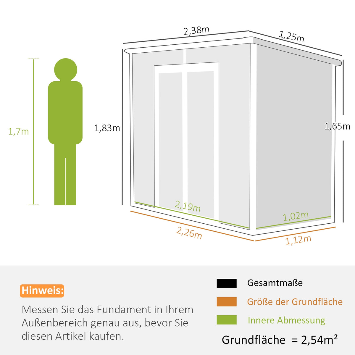 Metal tool shed 2.4 x 1.3 m, waterproof tool shed, tool shed for the garden, gray |.de