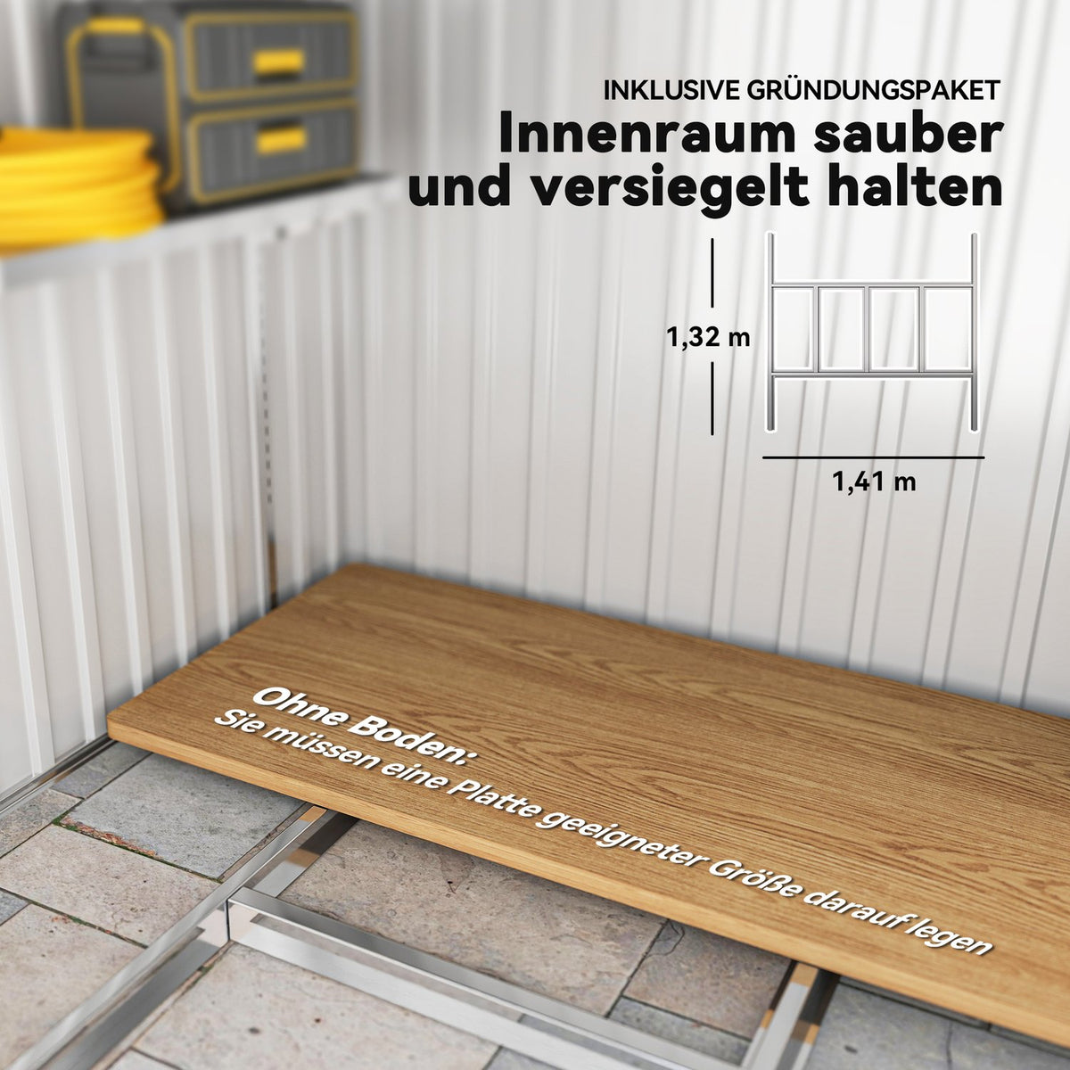 Metal tool shed 2.81m² 154x206.5x181 cm tool shed with pent roof foundation