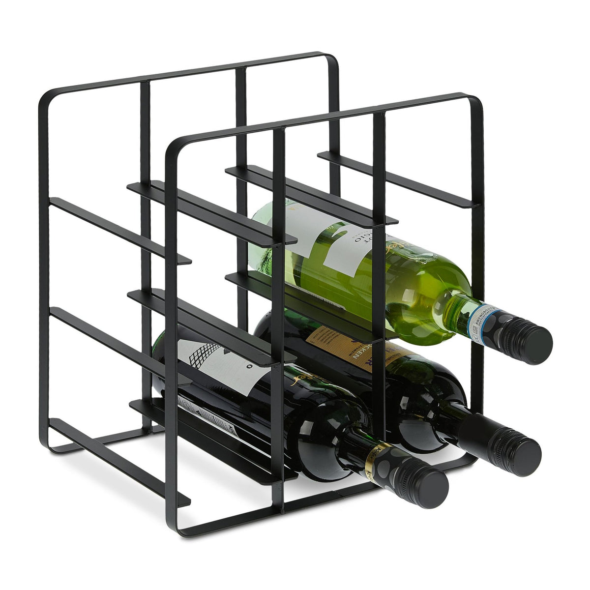 Metal wine rack for 9 bottles