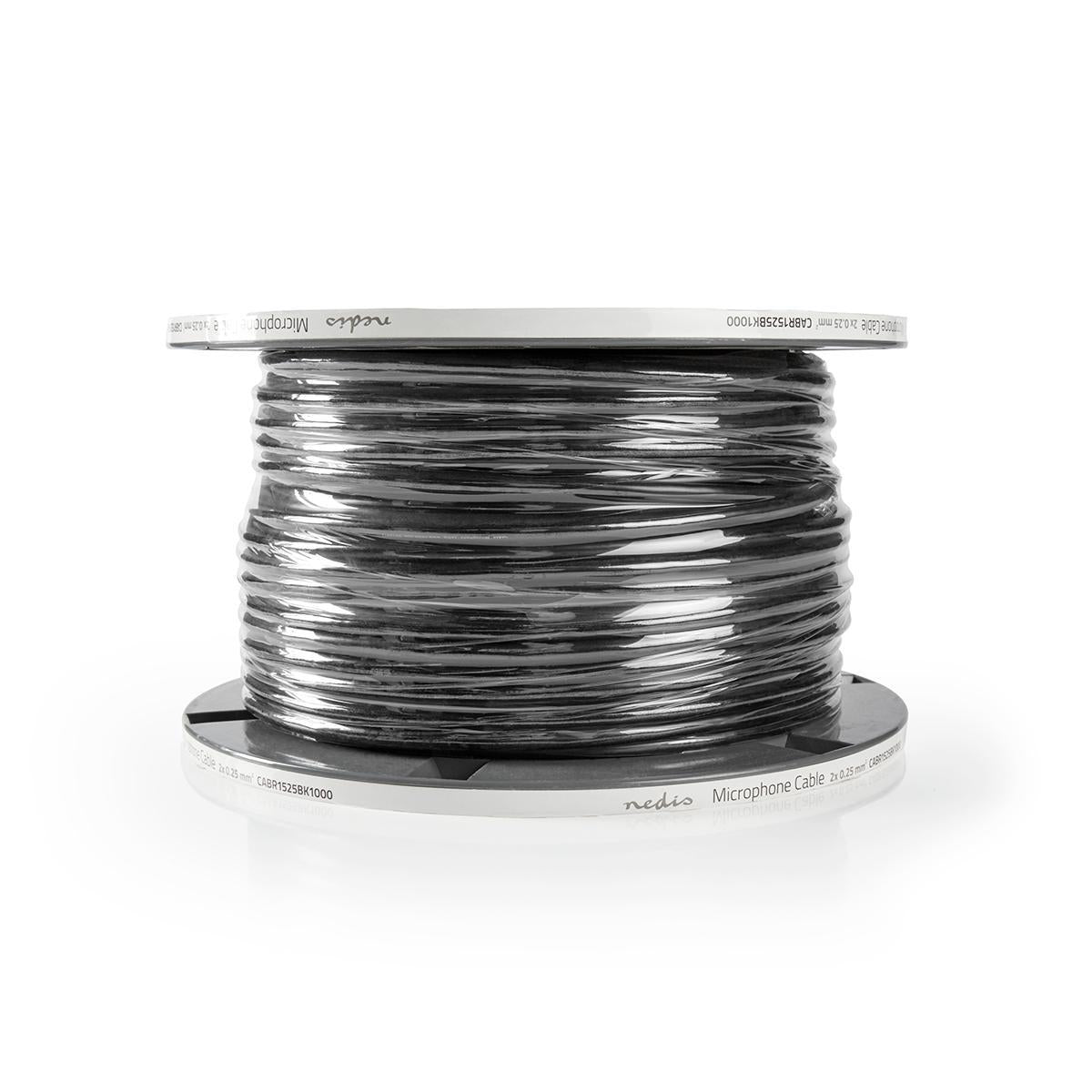 Microphone Cable | 2 x 0.25 mm² | Copper | 100.0 m | Round | PVC | Black | Reel