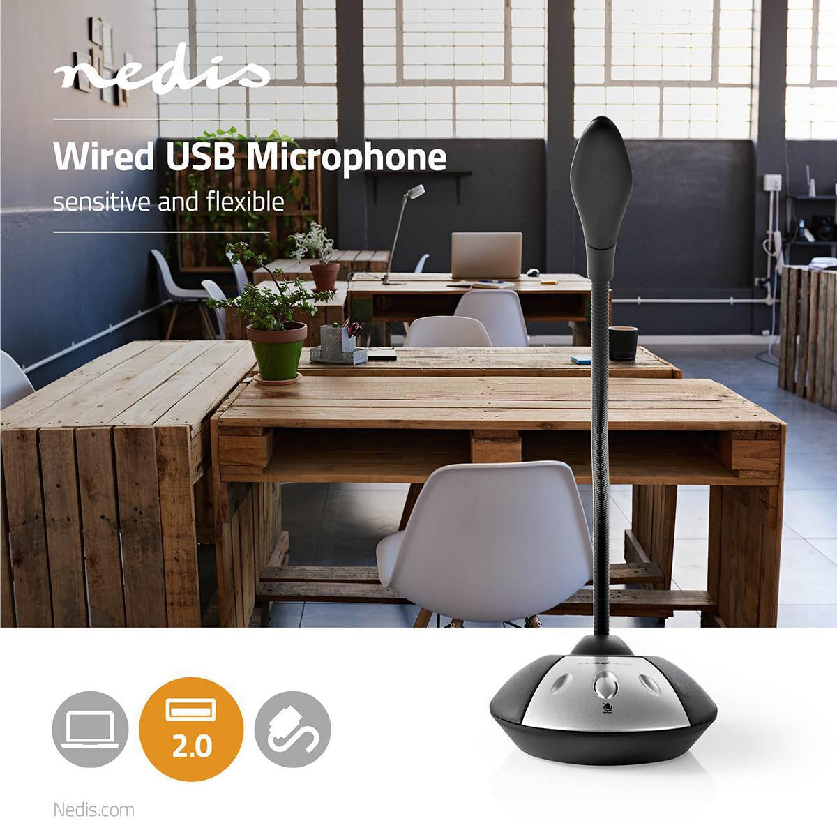 Microphone | Used for: Computer / Desktop | Wire bound | USB A Male | On / off button | Headphone jack