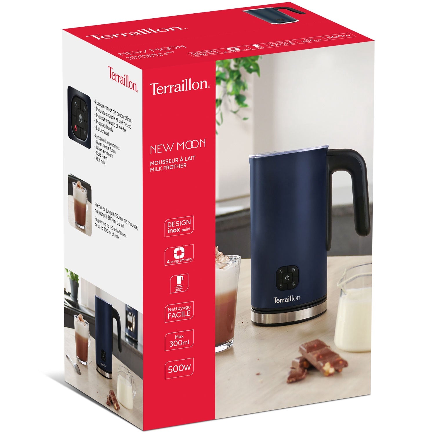Milk Frother – 4-in-1, 300ml Capacity, Midnight Blue