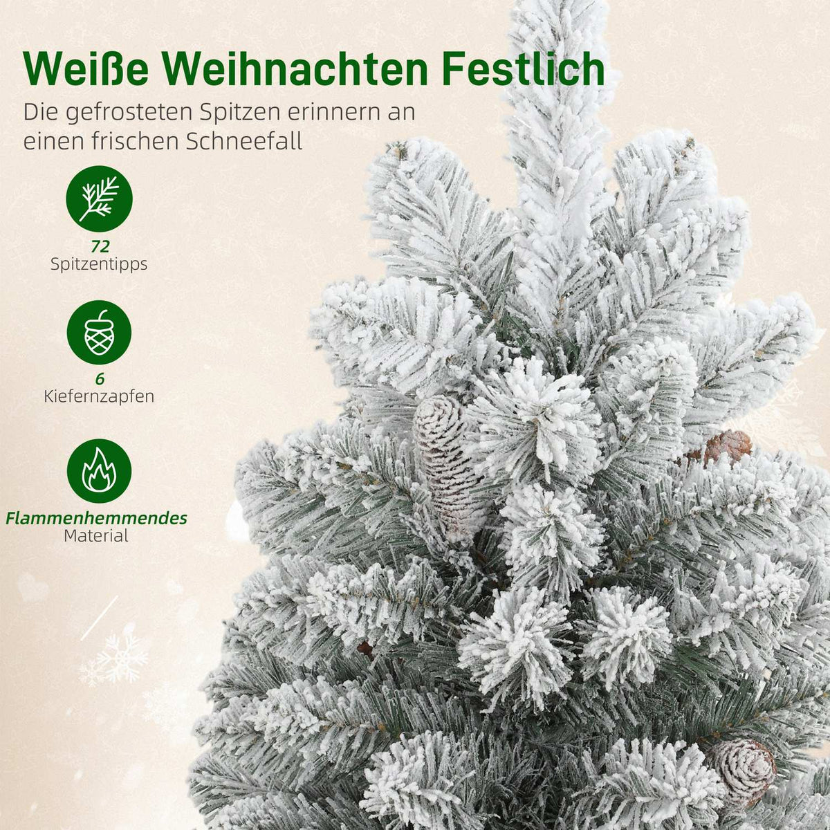 Mini Artificial Christmas Tree 60 cm with Snow, Pinecones