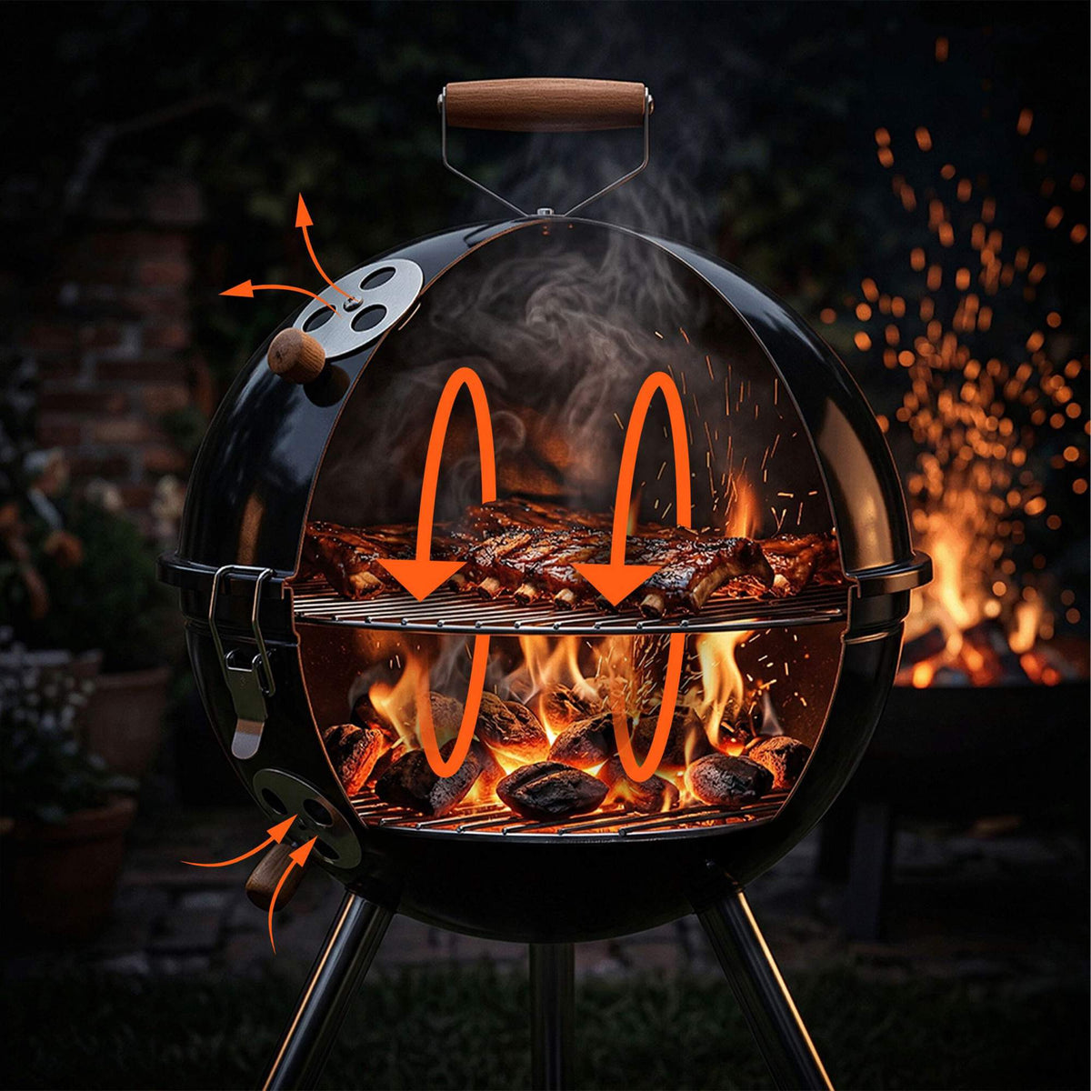 Mini Charcoal Kettle Grill, Black, 30 cm Steel