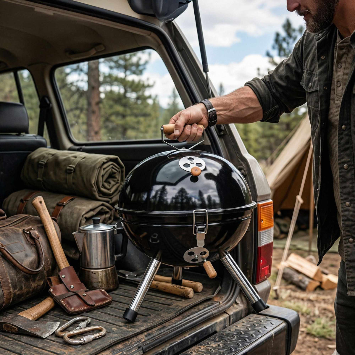 Mini Charcoal Kettle Grill, Black, 30 cm Steel