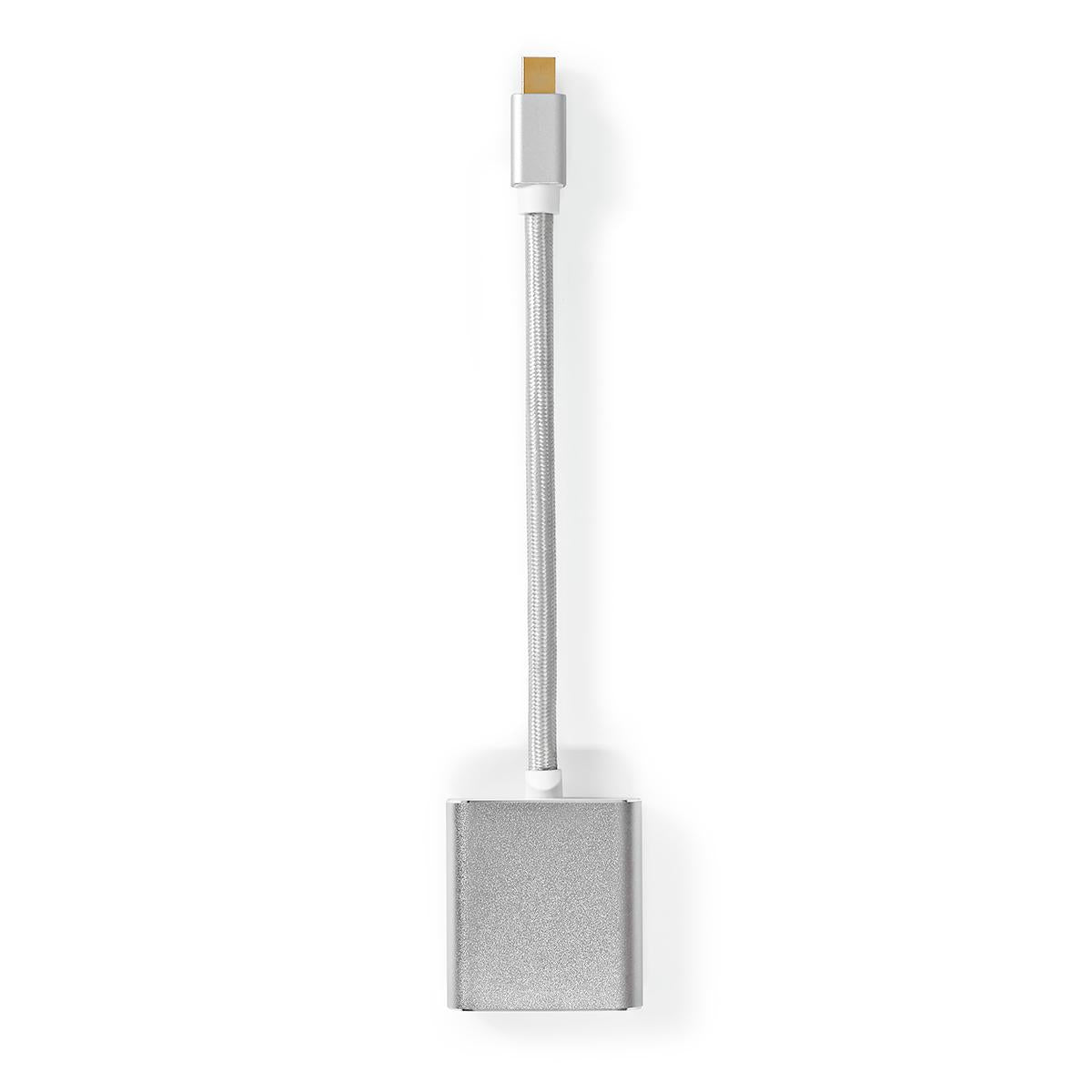 Mini Displayport Cable | DisplayPort 1.2 | Mini DisplayPort Male | DVI-D 24+1-Pin Female | 21.6 Gbps | Gold Plated | 0.20 m | Round | Braided | Silver | Carton with covered window