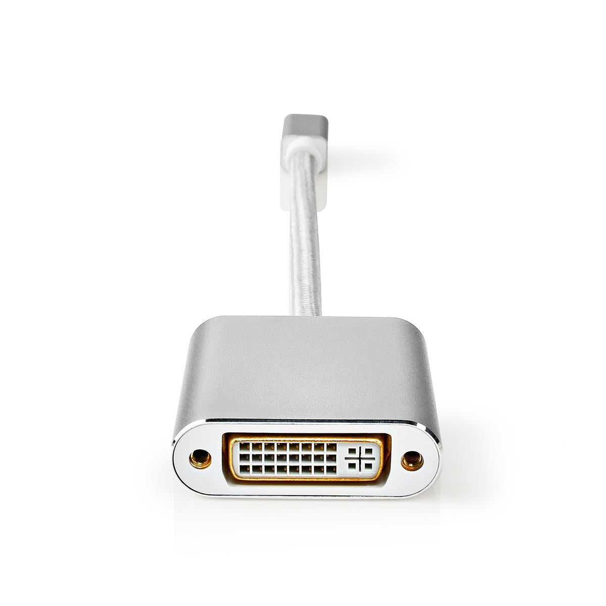 Mini Displayport Cable | DisplayPort 1.2 | Mini DisplayPort Male | DVI-D 24+1-Pin Female | 21.6 Gbps | Gold Plated | 0.20 m | Round | Braided | Silver | Carton with covered window