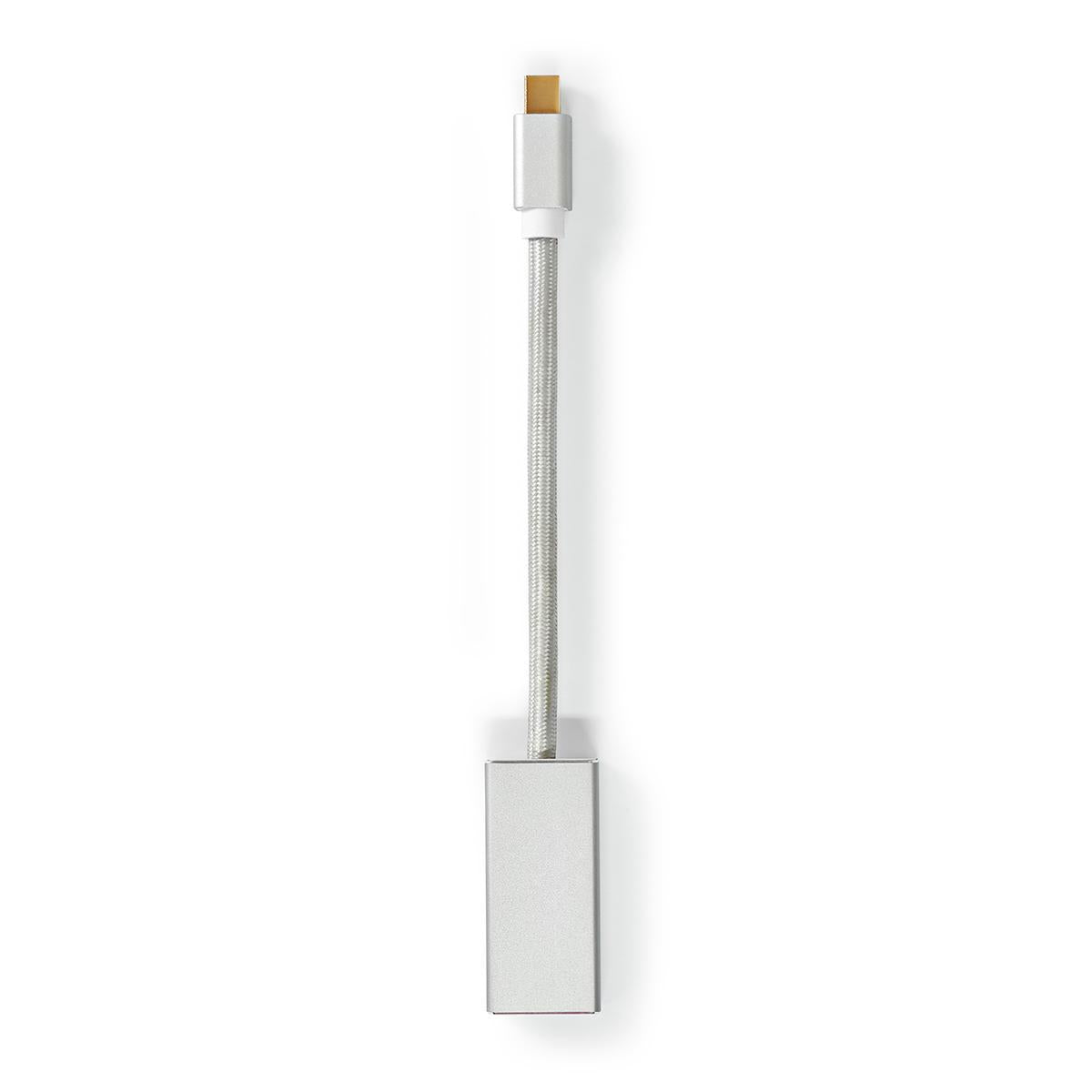 Mini Displayport Cable | DisplayPort 1.2 | Mini DisplayPort Male | DisplayPort Female | 21.6 Gbps | Gold Plated | 0.20 m | Round | Braided | Silver | Carton with covered window