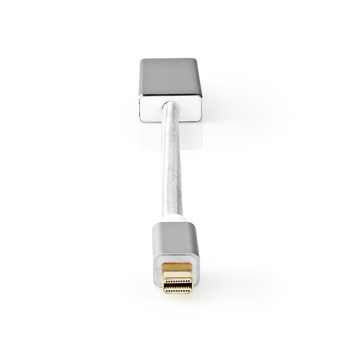 Mini Displayport Cable | DisplayPort 1.2 | Mini DisplayPort Male | DisplayPort Female | 21.6 Gbps | Gold Plated | 0.20 m | Round | Braided | Silver | Carton with covered window
