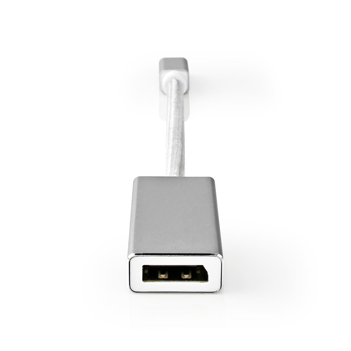 Mini Displayport Cable | DisplayPort 1.2 | Mini DisplayPort Male | DisplayPort Female | 21.6 Gbps | Gold Plated | 0.20 m | Round | Braided | Silver | Carton with covered window