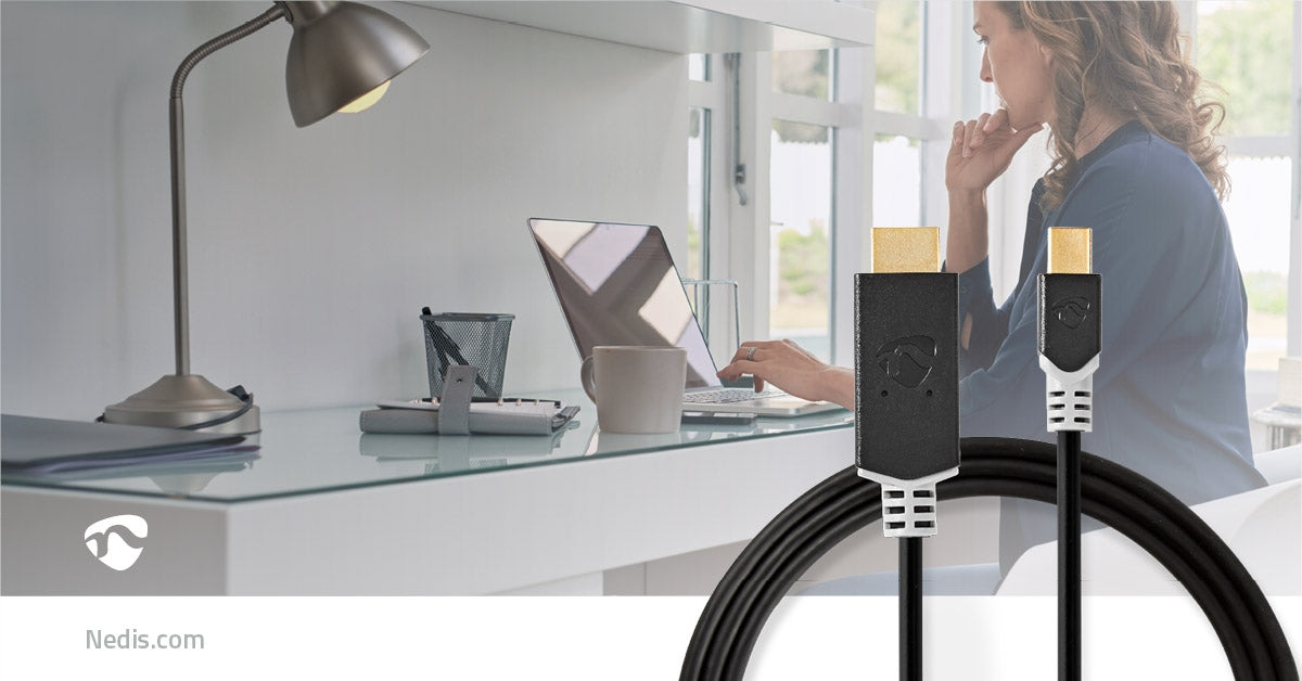 Mini Displayport Cable | DisplayPort 1.4 | Mini DisplayPort Male | HDMI™ Connector | 48 Gbps | Gold Plated | 2.00 m | Round | PVC | Anthracite | Cardboard box with window