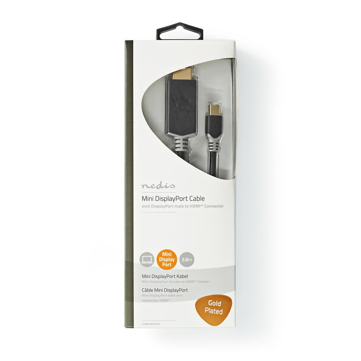 Mini Displayport Cable | DisplayPort 1.4 | Mini DisplayPort Male | HDMI™ Connector | 48 Gbps | Gold Plated | 2.00 m | Round | PVC | Anthracite | Cardboard box with window