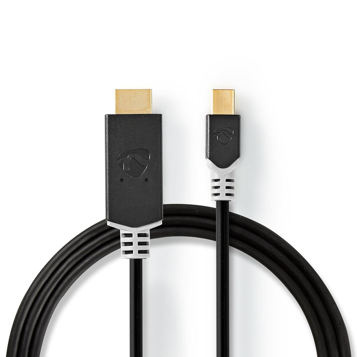 Mini Displayport Cable | DisplayPort 1.4 | Mini DisplayPort Male | HDMI™ Connector | 48 Gbps | Gold Plated | 2.00 m | Round | PVC | Anthracite | Plastic bag