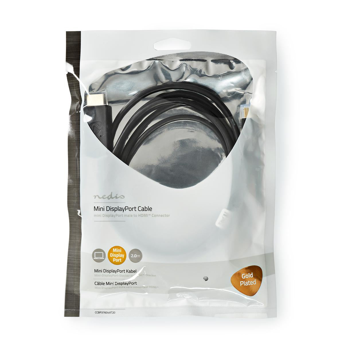 Mini Displayport Cable | DisplayPort 1.4 | Mini DisplayPort Male | HDMI™ Connector | 48 Gbps | Gold Plated | 2.00 m | Round | PVC | Anthracite | Plastic bag