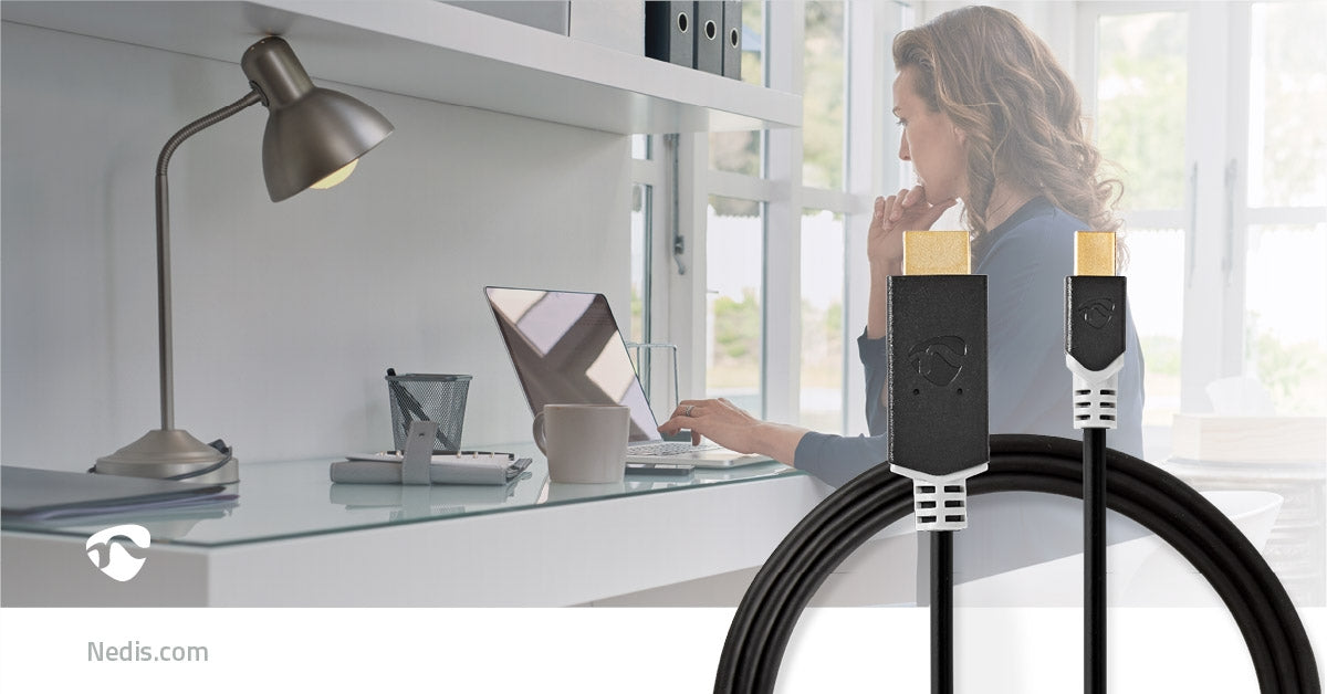 Mini Displayport Cable | DisplayPort 1.4 | Mini DisplayPort Male | HDMI™ Connector | 48 Gbps | Gold Plated | 2.00 m | Round | PVC | Anthracite | Plastic bag