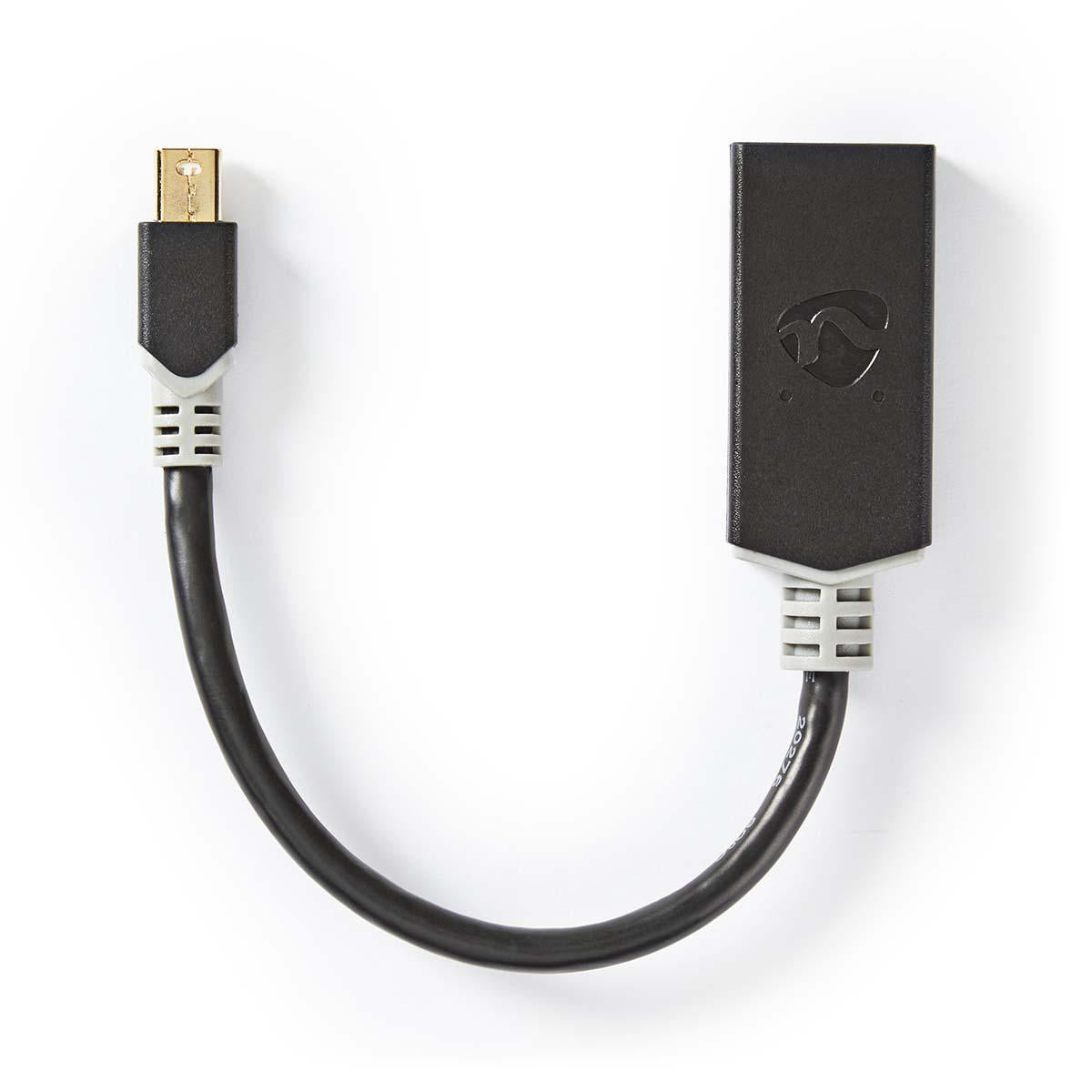 Mini Displayport Cable | DisplayPort 1.4 | Mini DisplayPort Male | HDMI™ Output | 48 Gbps | Gold Plated | 0.20 m | Round | PVC | Anthracite | Cardboard box with window